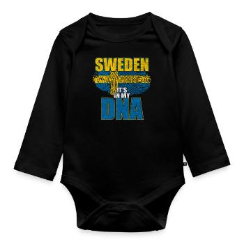 Sweden Flag Scandinavia Stockholm Gift - Organic Longsleeve Baby Bodysuit - black - Front