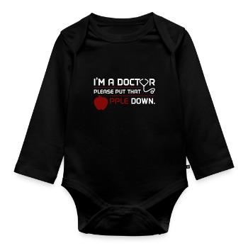 Docteur, docteur, pomme, docteur, cadeau, idée, étudiant - Body Bébé bio manches longues - noir - Devant