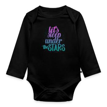 Starry night sky - Organic Longsleeve Baby Bodysuit - black - Front