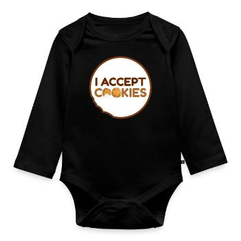 I accept cookies - Organic Longsleeve Baby Bodysuit - black - Front