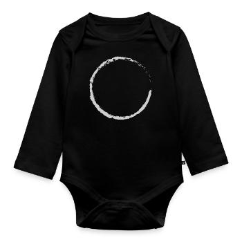 Weißer Zen Kreis, Enso, Ensō, Zen Circle - Baby Bio-Langarm-Body - Schwarz - Vorne
