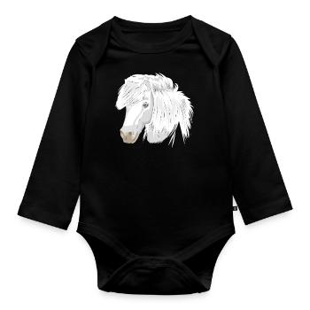 Poney Cheval Blanc Cheval Blanc - Body Bébé bio manches longues - noir - Devant