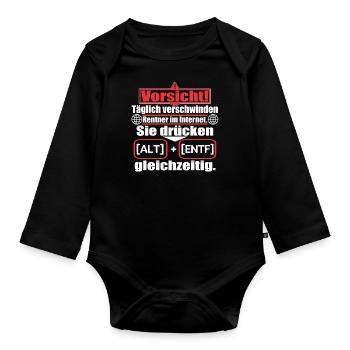 Lustiger Spruch über Rentner - Baby Bio-Langarm-Body - Schwarz - Vorne