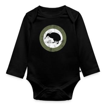Kiwi - Baby Bio-Langarm-Body - Schwarz - Vorne