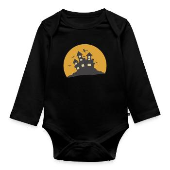 Maison d'horreur d'Halloween - Body Bébé bio manches longues - noir - Devant