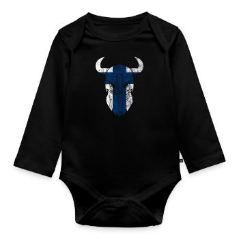 Finland flag viking gift idea - Organic Longsleeve Baby Bodysuit - black - Front