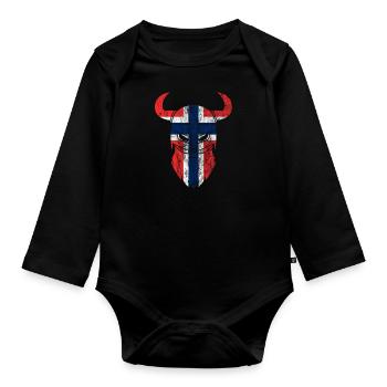 Norwegen Flagge Wikinger Geschenkidee - Baby Bio-Langarm-Body - Schwarz - Vorne
