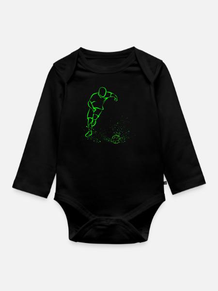 Fussball - Baby Bio-Langarm-Body - Schwarz