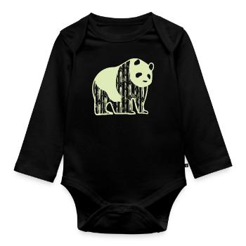 Panda animal welfare - Organic Longsleeve Baby Bodysuit - black - Front