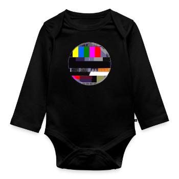 Testbild TV 90er 80er Fernsehen Retro Geschenkidee - Baby Bio-Langarm-Body - Schwarz - Vorne