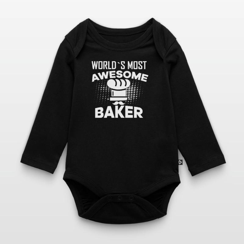 Baker baking bakery cake gift kitchen Organic Longsleeve Baby Bodysuit
