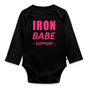 IRONBABE support - Organic Longsleeve Baby Bodysuit - black - Front