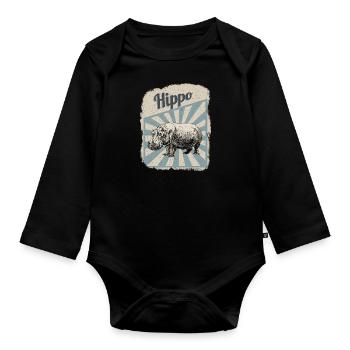 Hippos Nilpferde Flusspferde Hippopotamus Geschenk - Baby Bio-Langarm-Body - Schwarz - Vorne