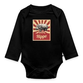 Nilpferde Flusspferde Hippos Hippopotamus Geschenk - Baby Bio-Langarm-Body - Schwarz - Vorne