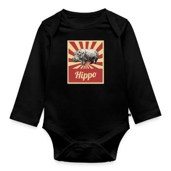 Nilpferde - Baby Bio-Langarm-Body - Schwarz - Vorne