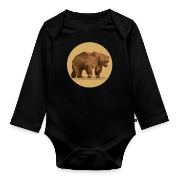 ours brun - Body Bébé bio manches longues - noir - Devant