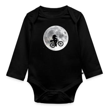 Cheval fou sur la lune - Body Bébé bio manches longues - noir - Devant