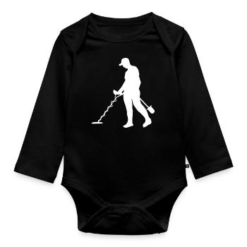 Schatzsucher und Sondler mit dem Metalldetektor - Baby Bio-Langarm-Body - Schwarz - Vorne