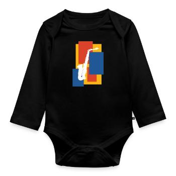 Saxophon - Baby Bio-Langarm-Body - Schwarz - Vorne