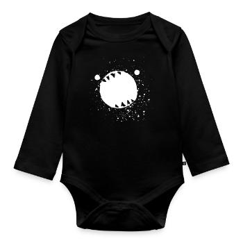 monster - Organic Longsleeve Baby Bodysuit - black - Front