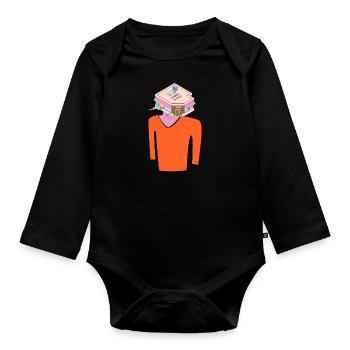 Spy hotel house gift - Organic Longsleeve Baby Bodysuit - black - Front