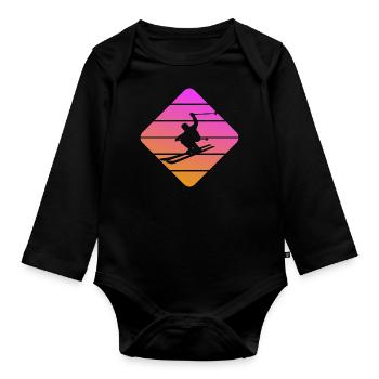 skieur - Body Bébé bio manches longues - noir - Devant