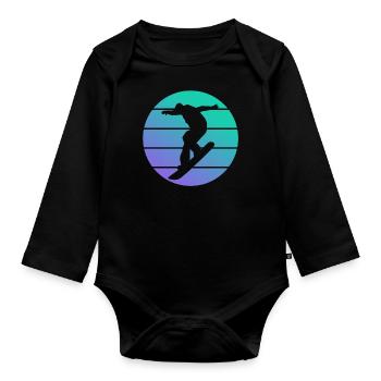 Snowboarder - Baby Bio-Langarm-Body - Schwarz - Vorne