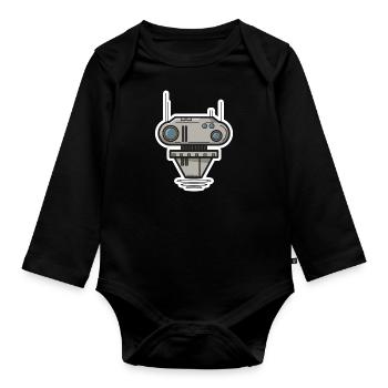 Cadeau de science-fiction robot Nerd Future Bot - Body Bébé bio manches longues - noir - Devant