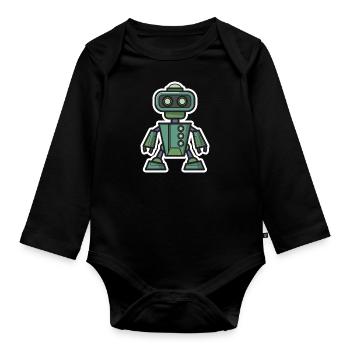 Robot Science Fiction Gift Kids Funny Bot - Organic Longsleeve Baby Bodysuit - black - Front