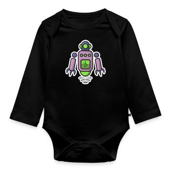 Roboter - Baby Bio-Langarm-Body - Schwarz - Vorne