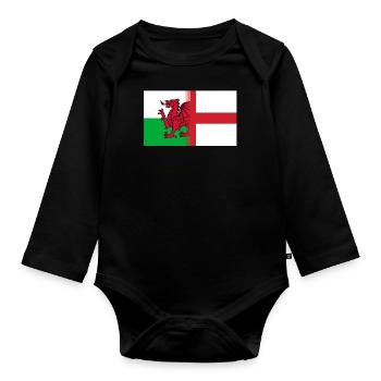 England and Wales English Welsh flag - Organic Longsleeve Baby Bodysuit - black - Front
