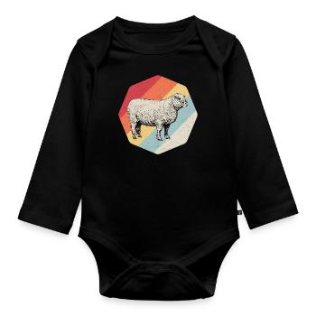 Sheep sheep's wool feta cheese gift - Organic Longsleeve Baby Bodysuit - black - Front