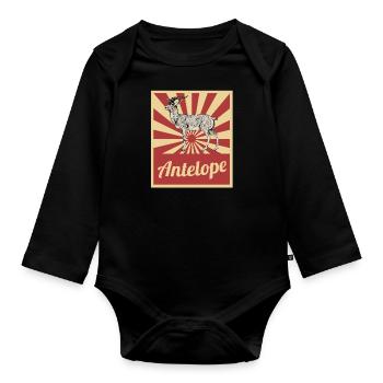 Antilope - Baby Bio-Langarm-Body - Schwarz - Vorne