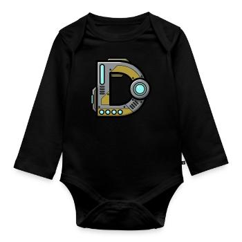 Buchstabe D Geschenk Name Roboter Technik nerd - Baby Bio-Langarm-Body - Schwarz - Vorne