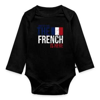 Frankreich Flagge Geschenk französisch Land Nation - Baby Bio-Langarm-Body - Schwarz - Vorne