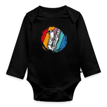 Saxophon - Baby Bio-Langarm-Body - Schwarz - Vorne