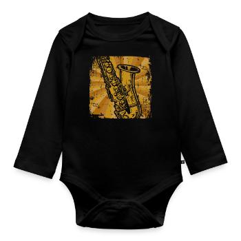 Saxophonist Saxophon - Baby Bio-Langarm-Body - Schwarz - Vorne