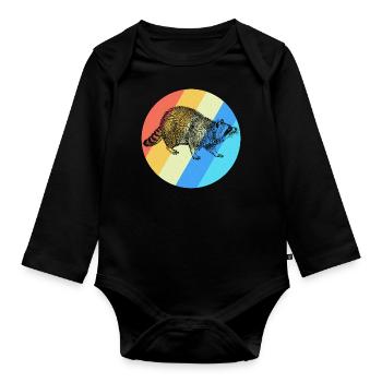Cadeau de raton laveur Racoon Little Bear Bear Forest - Body Bébé bio manches longues - noir - Devant