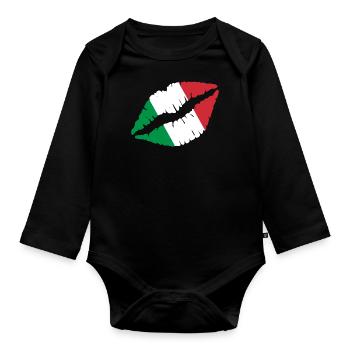 Italy flag flag gift gift idea - Organic Longsleeve Baby Bodysuit - black - Front