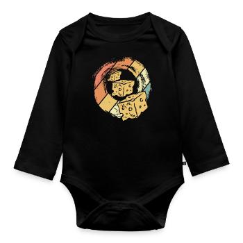 cheese - Organic Longsleeve Baby Bodysuit - black - Front