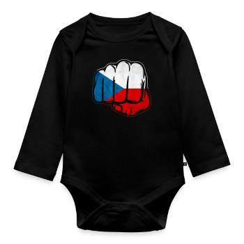 Czech Republic Prague Eastern Europe Ostrava pride gift - Organic Longsleeve Baby Bodysuit - black - Front