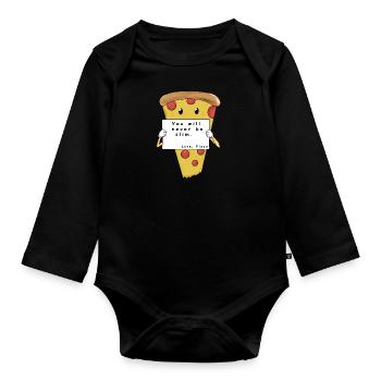 you will never be slim love pizza comic - Baby Bio-Langarm-Body - Schwarz - Vorne