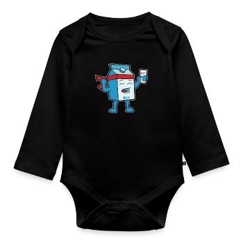 Héros du lait - Body Bébé bio manches longues - noir - Devant