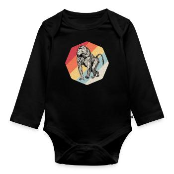 Baboon monkey gorilla gift - Organic Longsleeve Baby Bodysuit - black - Front