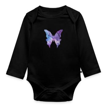 Galaxy Schmetterling - Baby Bio-Langarm-Body - Schwarz - Vorne