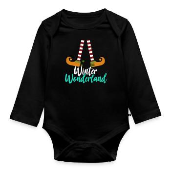 Winter Wonderland - Organic Longsleeve Baby Bodysuit - black - Front