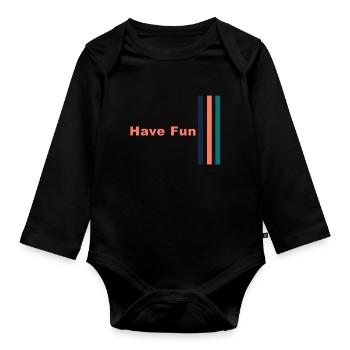 Have Fun Stripes Design - Baby Bio-Langarm-Body - Schwarz - Vorne