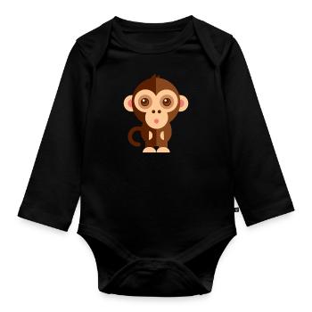 Animals Animals Animal Print Nature 32 - Organic Longsleeve Baby Bodysuit - black - Front