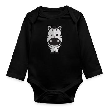 Animals Tiere Animal Print Nature 46 - Baby Bio-Langarm-Body - Schwarz - Vorne