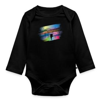 hiker - Organic Longsleeve Baby Bodysuit - black - Front